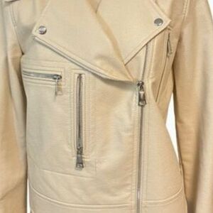 Elizabeth and James Beige Leather Jacket